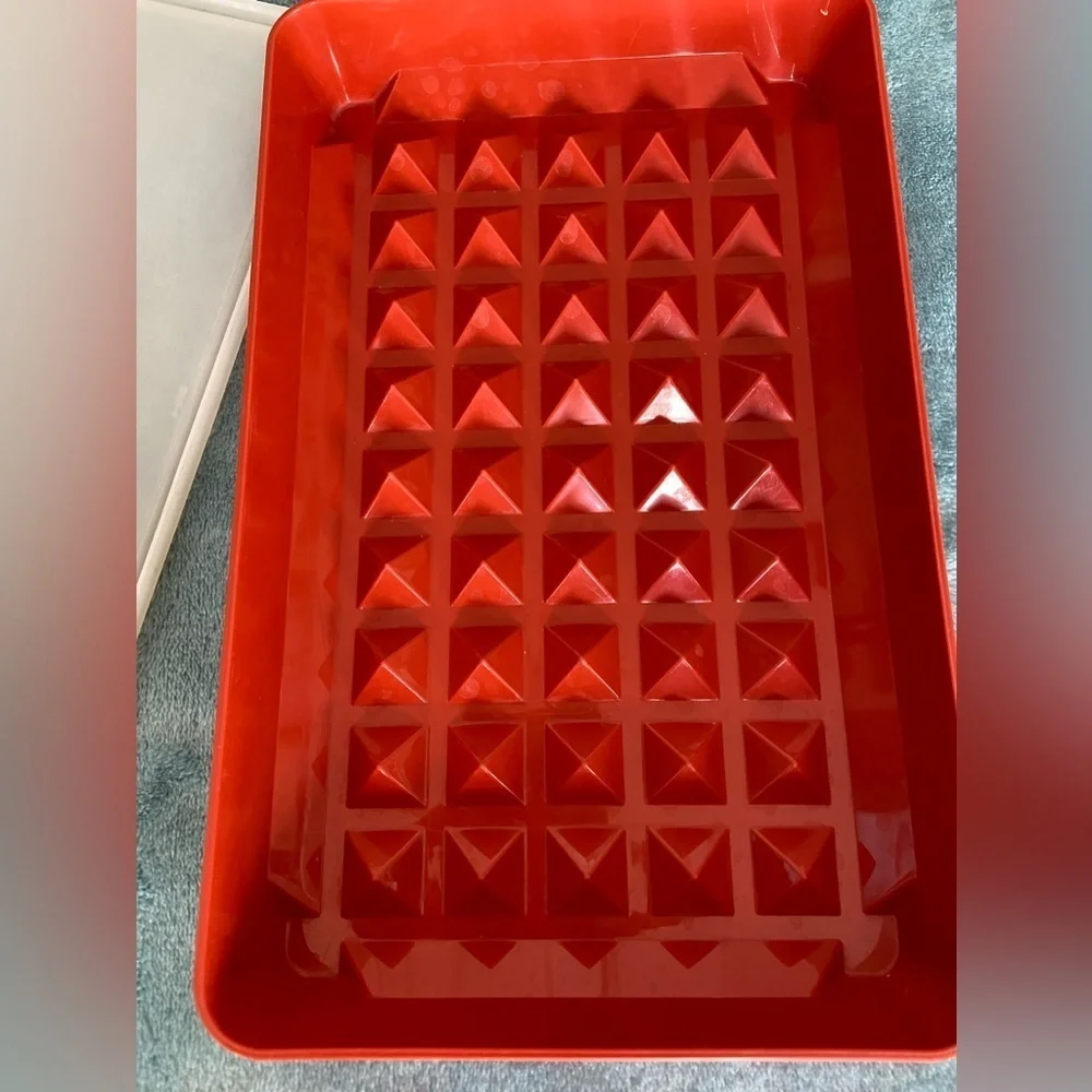 Tupperware Deli Meat Keeper Storage Vintage Orange With White Lid